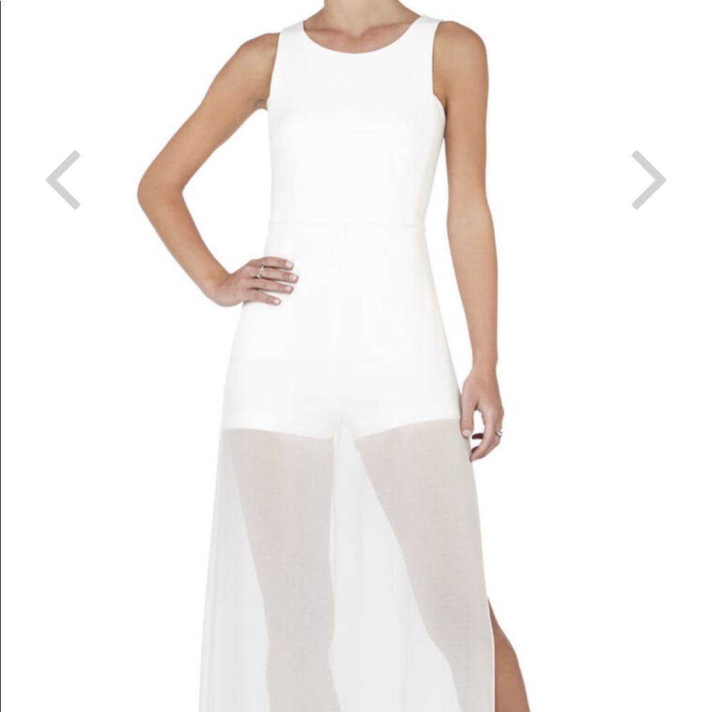 Bcbg white side cut out jumpsuit